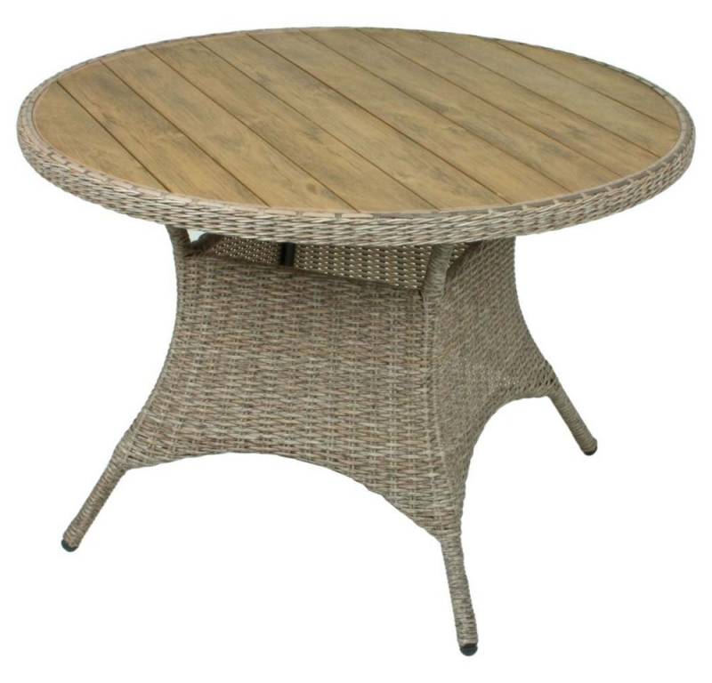 Harms Import Gartentisch, Garten Tisch TEAK-LOOK Veranda Terrasse Möbel ALU rund Durchmesser 100 von Harms Import