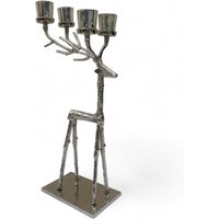Kerzenhalter Glas Alu H: 66 cm Hirsch Design in Silber von Harms Import