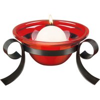 Kerzenständer Glas Metall Rot Schwarz mit Kugelkerze Ø 21 cm von Harms Import