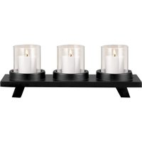 Kerzenständer Schwarz 28,5 cm breit Glas Stahl ELLIS von Harms Import
