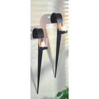 Kerzenwandhalter Rustikal 2er Set Stahl Glas Schwarz H: 43,5cm von Harms Import