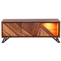Modernes TV Lowboard mit Beleuchtung 150 cm Holz Glas Metall von Harms Import