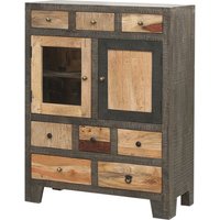 Sideboard Holz Glas 118 cm hoch Grau Natur Schwarz Sideboard Holz Glas 118 cm hoch Grau Natur Schwarz von Harms Import