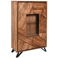 Vitrine Holz Glas Metall 150 cm hoch Natur Schwarz Modern Vitrine Holz Glas Metall 150 cm hoch Natur Schwarz Modern von Harms Import