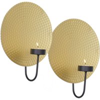 Wandkerzenhalter 2er Set B: 18 cm rund in Gold Schwarz von Harms Import