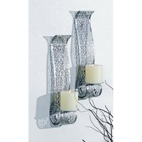 Wandkerzenhalter 2er Set H: 37,5 cm Stahl in Silber Wandkerzenhalter 2er Set H: 37,5 cm Stahl in Silber von Harms Import