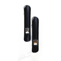 Wandkerzenhalter 2er Set Schwarz Metall Glas H: 41,5 cm Modern von Harms Import