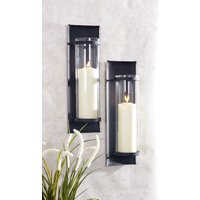 Wandkerzenhalter Schwarz Metall Glas H: 41 cm Modern 2er Set von Harms Import