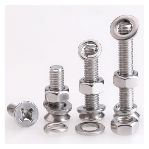 Haroar 10 Sets M2 SUS304 Edelstahl Senkkopf Kreuzschlitzschraube DREI Kombinationsschraube mit Unterlegscheiben und Mutter(10Sets M2x25) von Haroar
