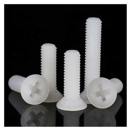 Haroar 20/50 Stück M2 M2.5 M3 M4 M5 Weiße Nylon-Senkkopfschrauben Kunststoff-Flachkopfschrauben Länge: 4~35 mm(M5x35 (50pcs)) von Haroar