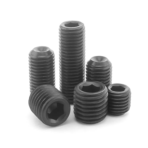 Haroar 30/50/100 Stück M4 x 3 mm ~ 30 mm Grade 12.9 Innensechskant-Gewindestifte aus legiertem Stahl mit Cup Point Headless Screw Black Oxide(100Pcs M4x12) von Haroar
