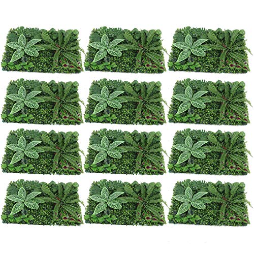 HaroldDol 12 Stück Künstliche Pflanzen Wand, Grüner Pflanzenwand Rasen, Wandpaneele für Decor 60 X 40cm von HaroldDol