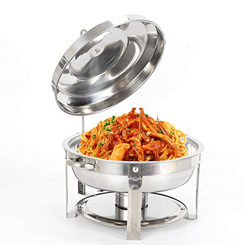 Runde Edelstahl Wärmebehälter, 7.5 L Chafing Dish Behälter Speisenwärmer Gastronormbehälter Speisenbehälter für Catering, Buffet 36cm von HaroldDol