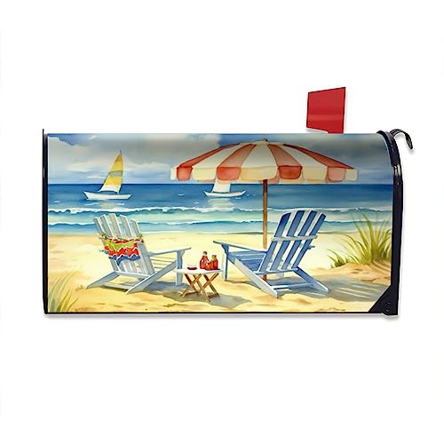 Sommerbriefkastenabdeckungen, magnetisch, Standardgröße, 45.7x53.3 cm, Strandleben, Briefkastenabdeckung, Sommer, nautisch, magnetische Briefkastenabdeckungen, Hof, Dekoration von Harooni