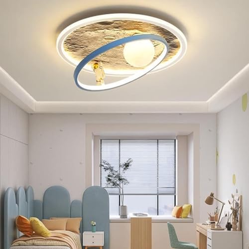 Harpochten Led Deckenleuchte Moderne Deckenlampe Dimmen Mit Fernbedienung 3000K-6000K Kinderzimmerlampe Baby Schlafzimmer Dekorativ Mond Oberfläche Astronaut Design Kronleuchter Kinder Zimmer Deckenli von Harpochten