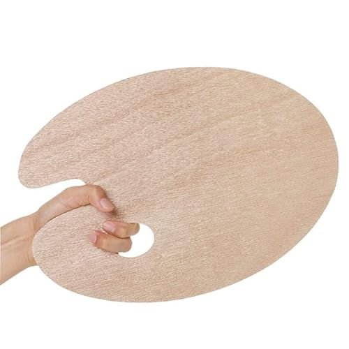 Holz-Malpalette | Vintage-Stil ovale Form Künstler mischen Holztablett | geeignet für Öl-/Acrylfarben, mit Klopfloch, rundes Holztablett, Platte Kunst von Harrington Marley