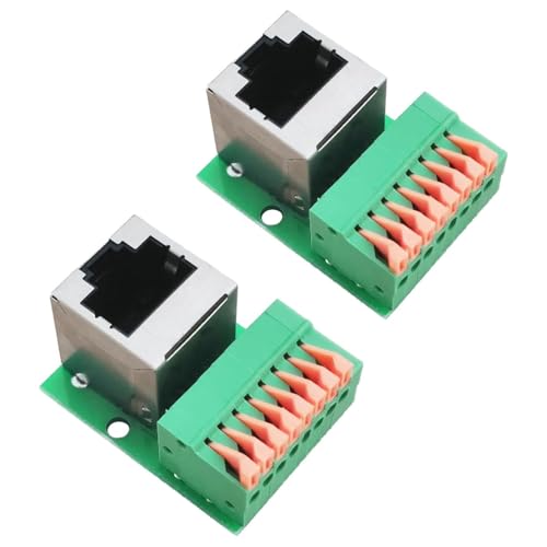 Harrisen 2 Stück RJ45 weibliches Lötfreier auf 8 Pin Schnellverdrahtungs-Anschlüsse, RJ45 8P8C Vertikal Buchse auf 8-polige Ethernet Adapter mit PCB Board von Harrisen