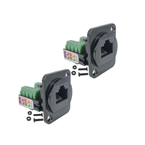Harrisen 2PCS RJ45/8P8C D-Type Panel Mount Ethernet Extender, D-Typ RJ45 8P8C Buchse zu 8pin Schraube Anschlussadapter, Cat5e Terminal Lötfreier Netzwerkadapter Harrisen 2PCS RJ45/8P8C D-Type Panel Mount Ethernet Extender, D-Typ RJ45 8P8C Buchse zu 8pin Schraube Anschlussadapter, Cat5e Terminal Lötfreier Netzwerkadapter von Harrisen