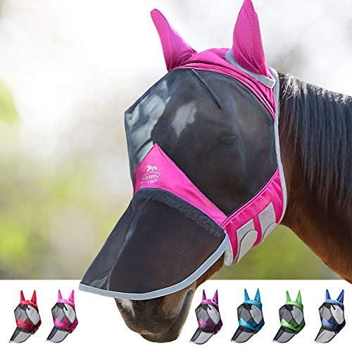 Harrison Howard CareMaster Pro Luminous Horse Fly Mask Large Eye Space Long Nose with Ears UV Protection for Horse Voodoo Blau M von Harrison Howard