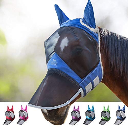 Harrison Howard CareMaster Pro Luminous Horse Fly Mask Large Eye Space Long Nose with Ears UV Protection for Horse Voodoo Blau XL von Harrison Howard