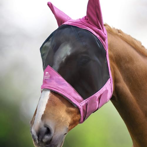 Harrison Howard CareMaster Pro Luminous Pferde Fliegenmaske Standard mit Ohren UV-Schutz für Pferde-Hell-Pink (L) von Harrison Howard