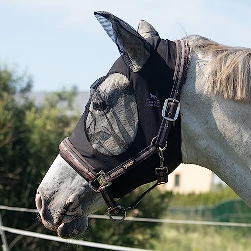 Harrison Howard Super Comfort Stretchy Fly Mask Large Eye Space with UV Protection Soft on Skin with Breathability schwarz XL von Harrison Howard