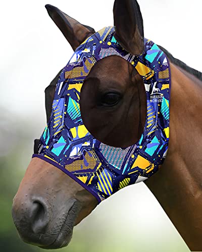 Harrison Howard Super Comfort Stretchy Fly Mask Large Eye Space with UV Protection Soft on Skin with Breathability Graffiti Mix (L) von Harrison Howard