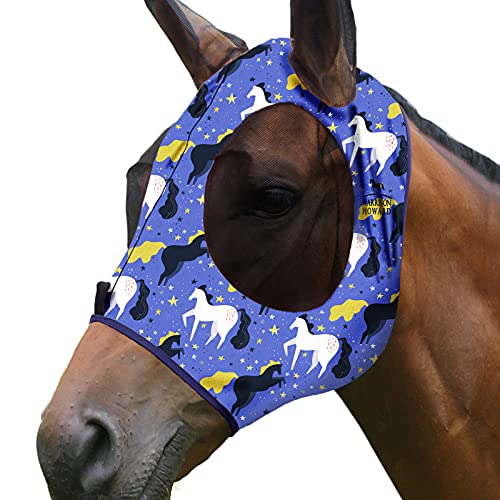 Harrison Howard Super Comfort Stretchy Fly Mask Large Eye Space with UV Protection Soft on Skin with Breathability Pferdegalopp von Harrison Howard