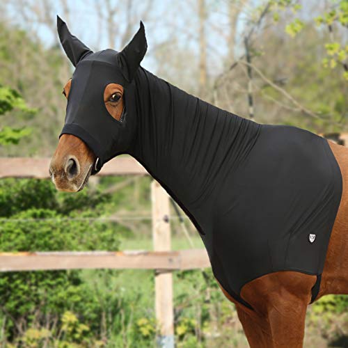 Harrison Howard Horse Hood Stretch Stoff Hood Hood mit Reißverschluss-Piano black von Harrison Howard