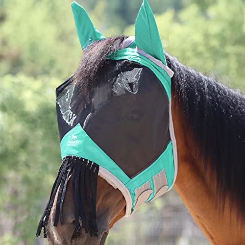 Harrison Howard Pferde Fliegenmaske mit Ohren und Nasenfransen Summer Mint Warmblut(L) von Harrison Howard