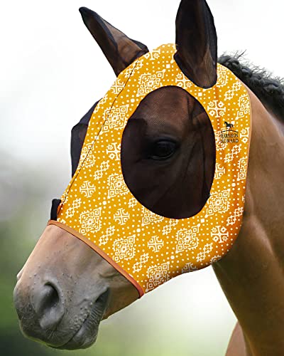 Harrison Howard Super Comfort Stretchy Fly Mask Large Eye Space with UV Protection Soft on Skin with Breathability Gelber Ethnischer Stil M Harrison Howard Super Comfort Stretchy Fly Mask Large Eye Space with UV Protection Soft on Skin with Breathability Gelber Ethnischer Stil M von Harrison Howard