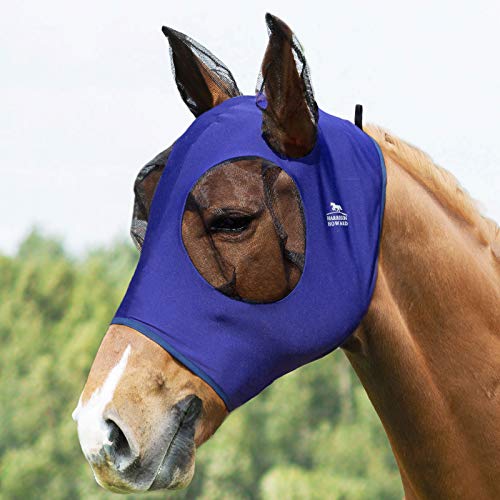 Harrison Howard Super Comfort Stretchy Fly Mask Large Eye Space with UV Protection Soft on Skin with Breathability Marineblau medium von Harrison Howard