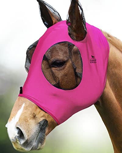 Harrison Howard Super Comfort Stretchy Fly Mask Large Eye Space with UV Protection Soft on Skin with Breathability Rosenrot M von Harrison Howard