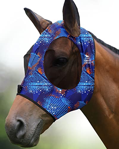 Harrison Howard Super Comfort Stretchy Fly Mask Large Eye Space with UV Protection Soft on Skin with Breathability Schickes Blau Harrison Howard Super Comfort Stretchy Fly Mask Large Eye Space with UV Protection Soft on Skin with Breathability Schickes Blau von Harrison Howard