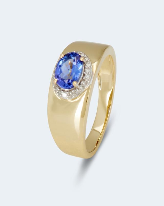 Ring mit Tansanit AAAA+ und Diamant von Harry Ivens