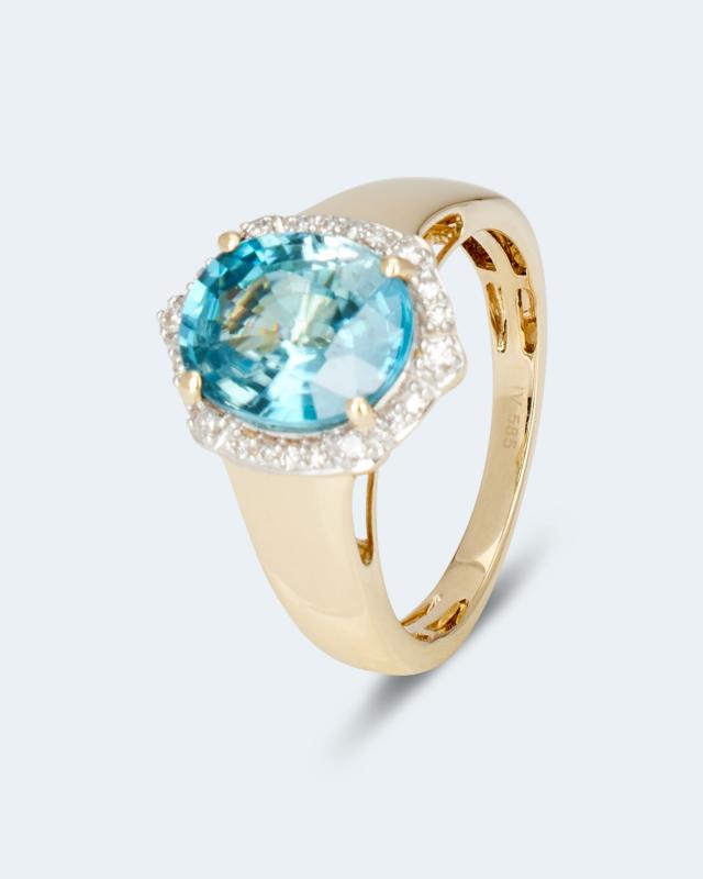 Ring mit blauem Zirkon & Diamanten von Harry Ivens