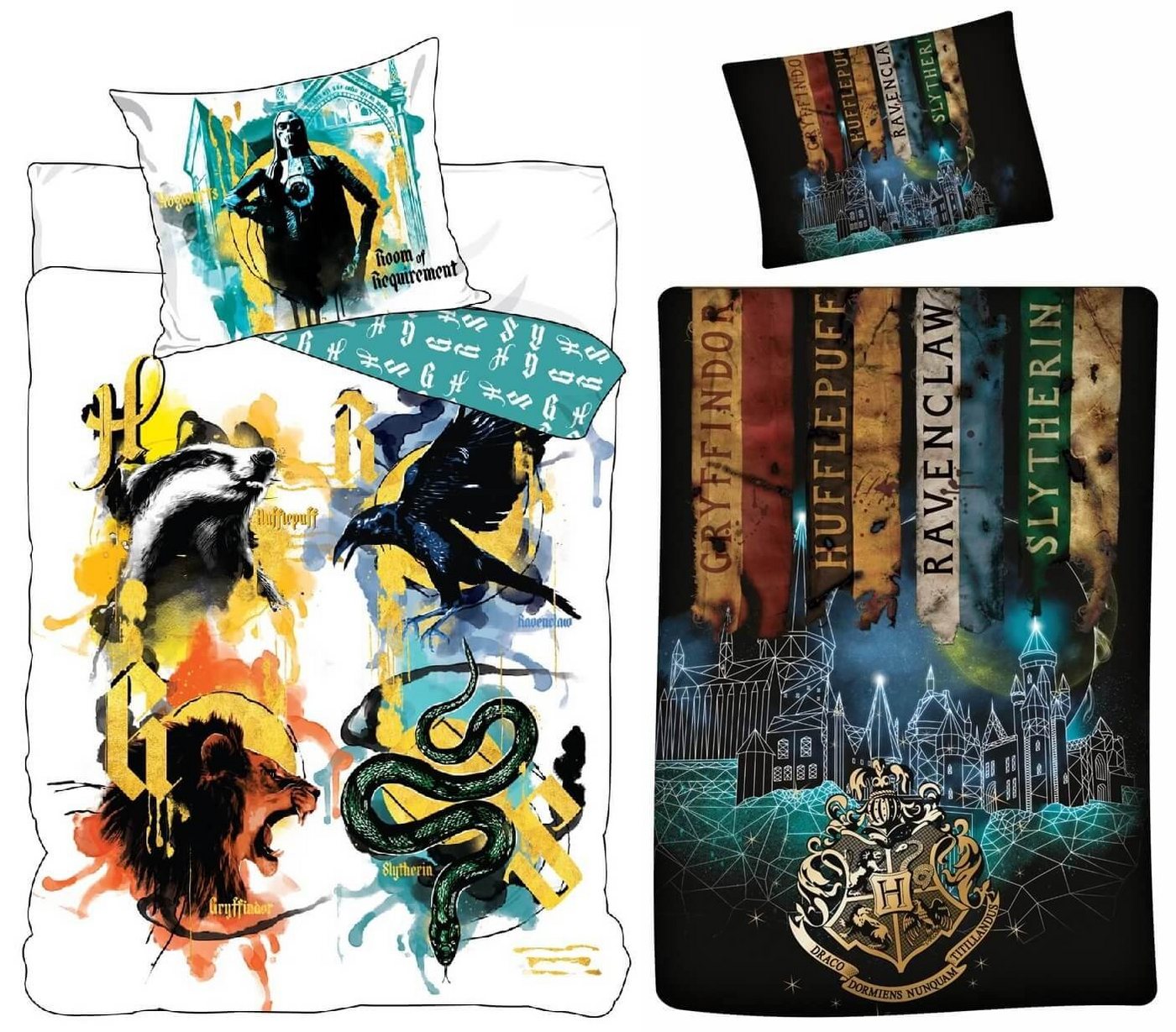 Bettwäsche Harry Potter - 2 x Bettwäsche-Set mit Wendemotiv, 135x200 & 80x80, Harry Potter, Baumwolle, 100% Baumwolle von Harry Potter