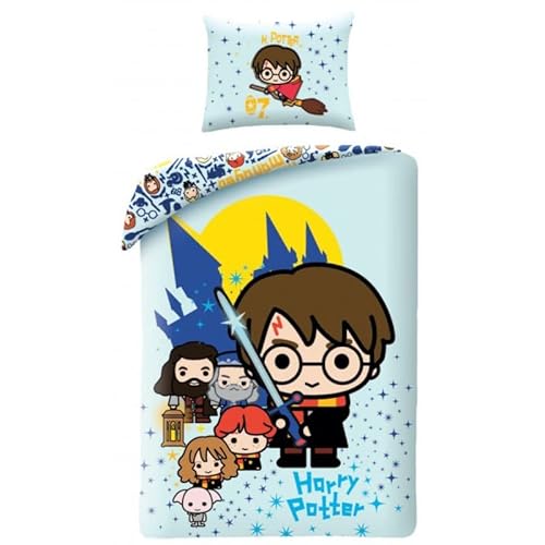 Harry Potter - Bettwäsche für Babys, Baumwolle, Chibi – Bettbezug 100 x 135 cm, Kissenbezug 40 x 60 cm von Harry Potter