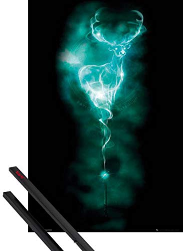 Harry Potter 1art1 Plakat | Bild (91x61 cm) Patronus Hirsch, Expecto Patronum + EIN Paar Posterleisten, Schwarz von Harry Potter