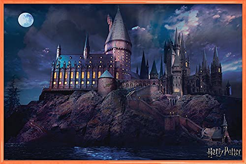 Harry Potter Poster Plakat | Bild und Kunststoff-Rahmen - Hogwarts, Schule, Schloss, Mond (91 x 61cm) von Harry Potter