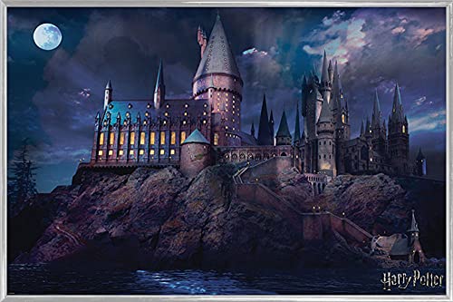 Harry Potter 1art1 Poster Plakat | Bild und Kunststoff-Rahmen - Hogwarts, Schule, Schloss, Mond (91 x 61cm) von Harry Potter