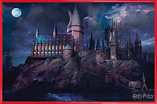 Harry Potter Poster Plakat | Bild und Kunststoff-Rahmen - Hogwarts, Schule, Schloss, Mond (91 x 61cm) von Harry Potter