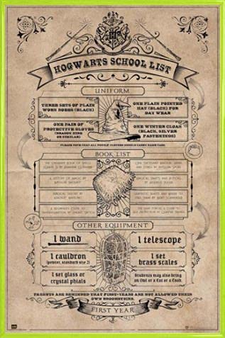 Harry Potter Poster Plakat | Bild und Kunststoff-Rahmen - Hogwarts School List (91 x 61cm) von Harry Potter