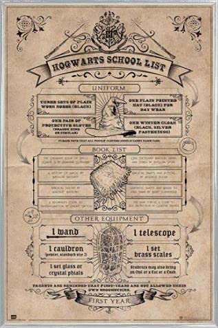 HARRY POTTER Poster Plakat | Bild und Kunststoff-Rahmen - Hogwarts School List (91 x 61cm) von HARRY POTTER