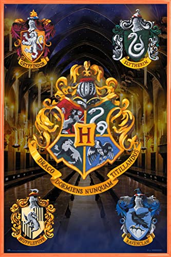 Harry Potter 1art1 Poster Plakat | Bild und Kunststoff-Rahmen - Hogwarts Shields (91 x 61cm) von Harry Potter