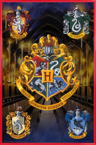 Harry Potter Poster Plakat | Bild und Kunststoff-Rahmen - Hogwarts Shields (91 x 61cm) von Harry Potter