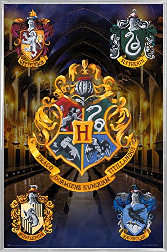 Harry Potter 1art1 Poster Plakat | Bild und Kunststoff-Rahmen - Hogwarts Shields (91 x 61cm) von Harry Potter