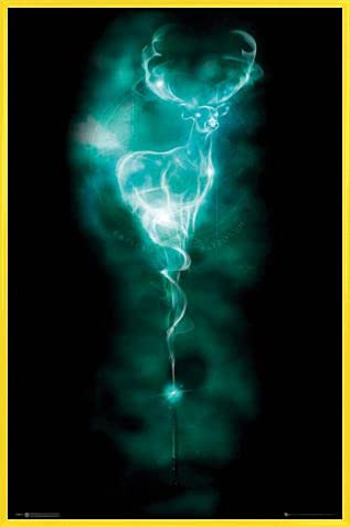 Harry Potter 1art1 Poster Plakat | Bild und Kunststoff-Rahmen - Patronus Hirsch, Expecto Patronum (91 x 61cm) von Harry Potter