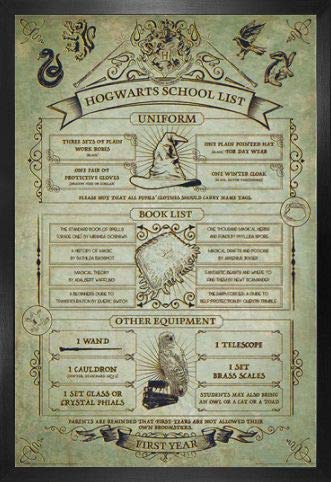 Harry Potter Poster Plakat | Bild und MDF-Rahmen - Hogwarts, Schulliste (91 x 61cm) von Harry Potter