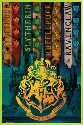 Harry Potter 1art1 Poster Plakat | Bild und Kunststoff-Rahmen - House Flags (91 x 61cm) von Harry Potter